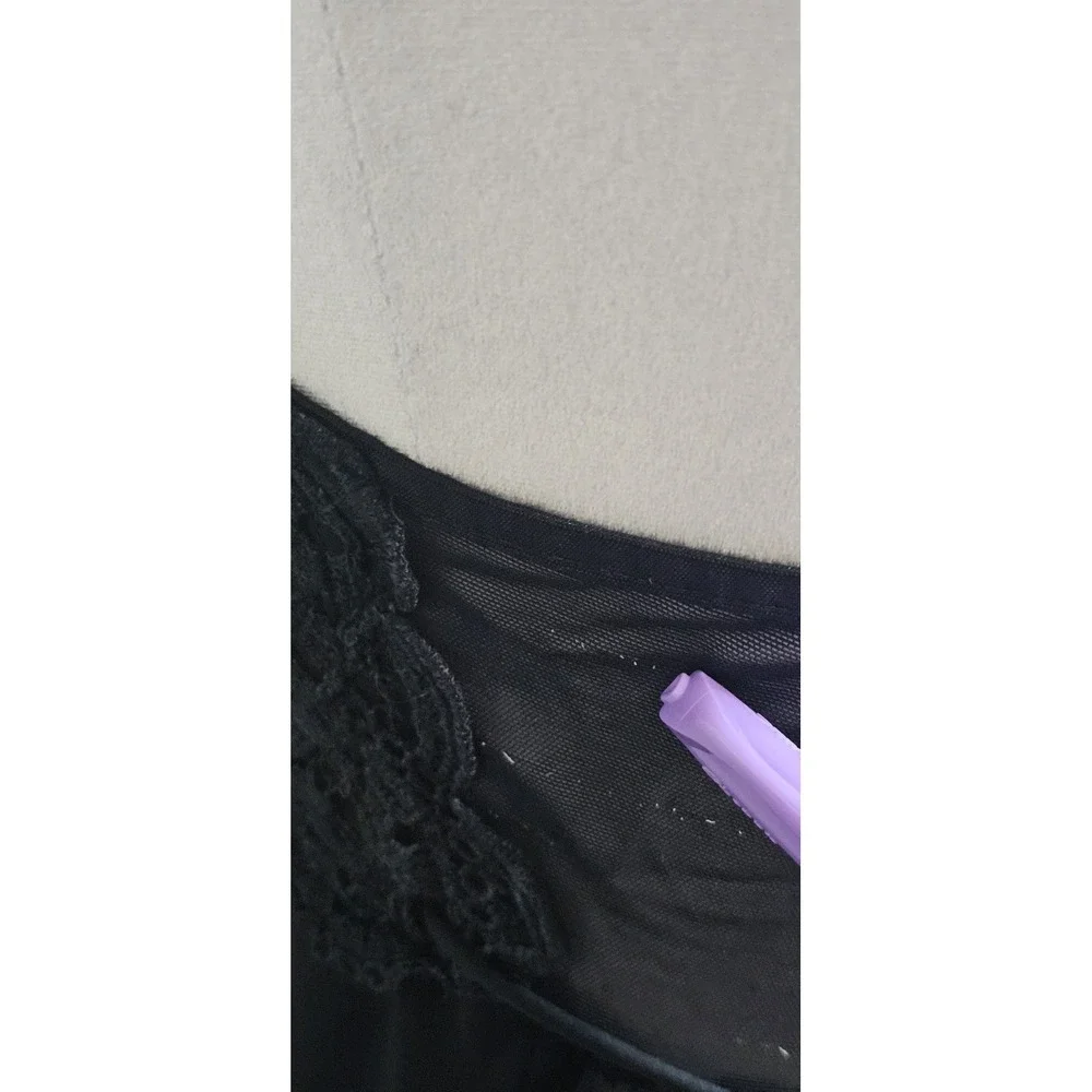 Y2K Flora Nikrooz Made USA Black Lace Chemise Slip Nightgown Lingerie Sz Small